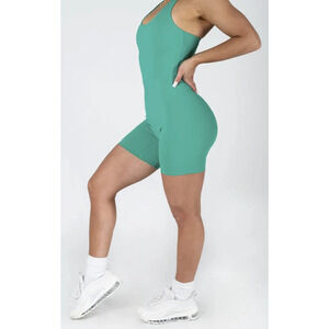 Paragon FlexSweat Sculptseam Shortsuit Green 1 Piece Bodysuit Romper Size Large